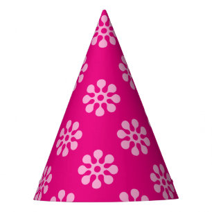 Retro Flowers seamless pattern white transparent Party Hat