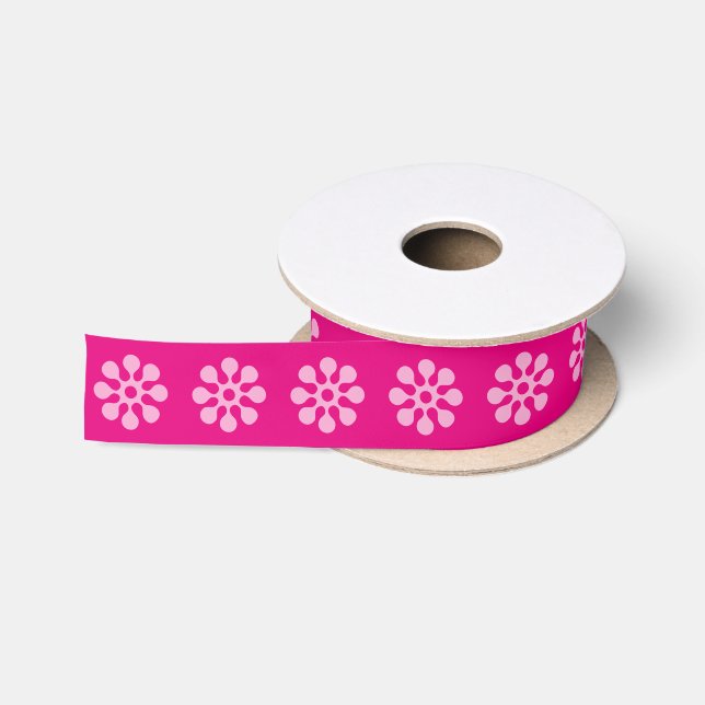 Retro Flowers seamless pattern white transparent Satin Ribbon (Spool)