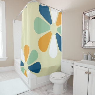 Retro Flowers Shower Curtain
