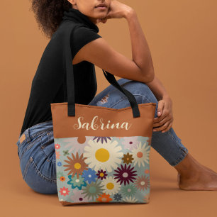 Retro Flowers Teacher Bible Mum Tote Bag