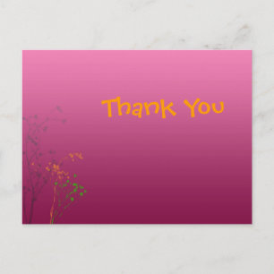 retro flowers thank you postcard