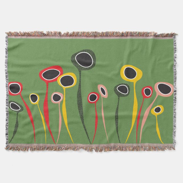 Retro Flowers Throw Blanket (Front)