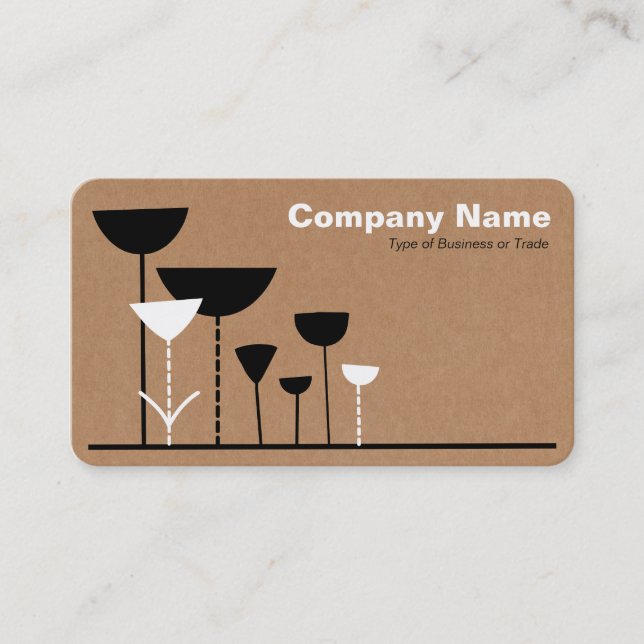 Retro Flowers v2 - Cardboard Box Background Business Card (Front)