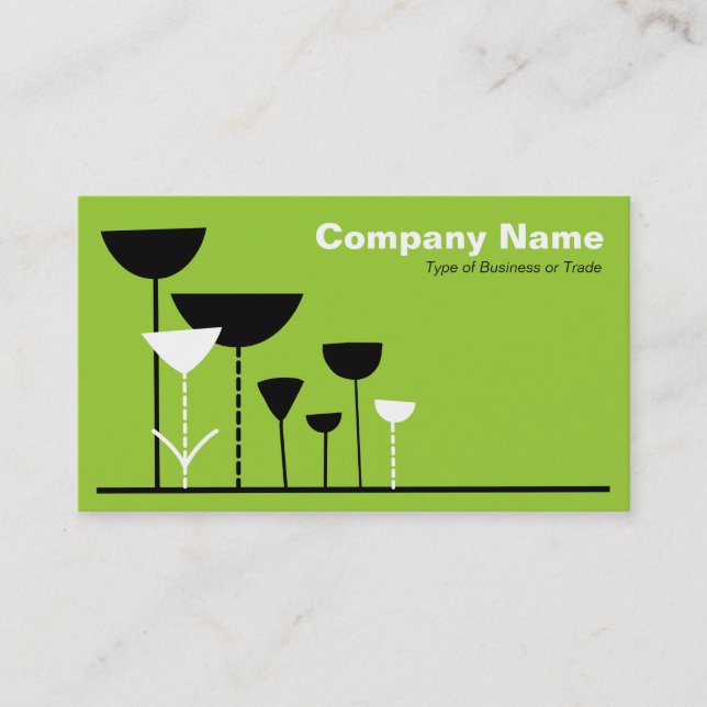 Retro Flowers v2 - Martian Green Business Card (Front)