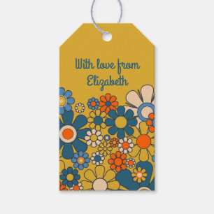 Retro Flowers Vintage 60s 70s Floral Personalized  Gift Tags