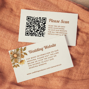 Retro Flowers   Wedding Website QR Code Enclosure Card