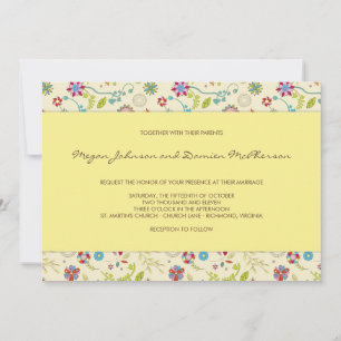 Retro Flowers · Yellow · Wedding Invitation