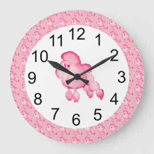 Retro Fluffy Pink Poodle Wall Clock