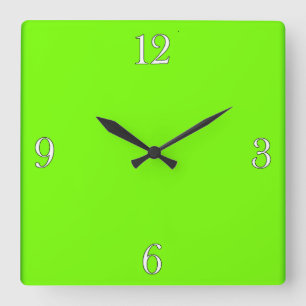 Retro Fluoro Lime-Green Collection Square Wall Clock