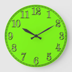 Retro Fluoro Lime-Green Time Piece Large Clock
