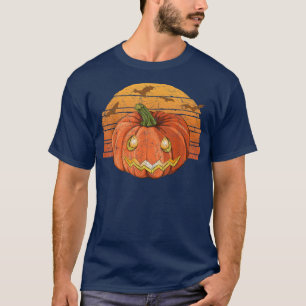 Retro Flying Bats Jack O Lantern Halloween Costume T-Shirt