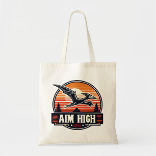 Retro Flying Dinosaur with Sunset Vibes Tote Bag
