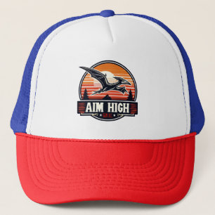 Retro Flying Dinosaur with Sunset Vibes Trucker Hat