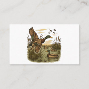 Retro-Flying-Mallard-Duck-Hunting, Business Card