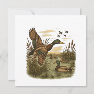 Retro-Flying-Mallard-Duck-Hunting, Card