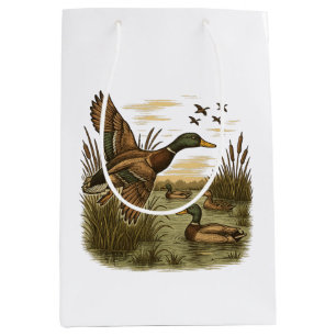 Retro-Flying-Mallard-Duck-Hunting Medium Gift Bag