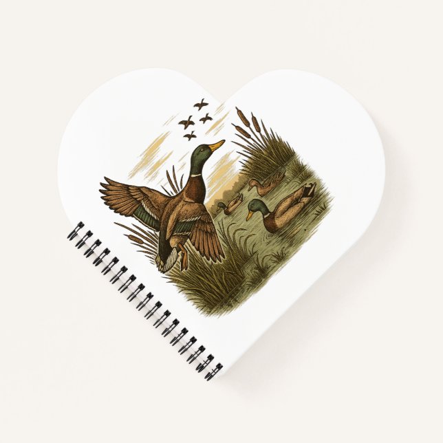 Retro-Flying-Mallard-Duck-Hunting Notebook (Front)