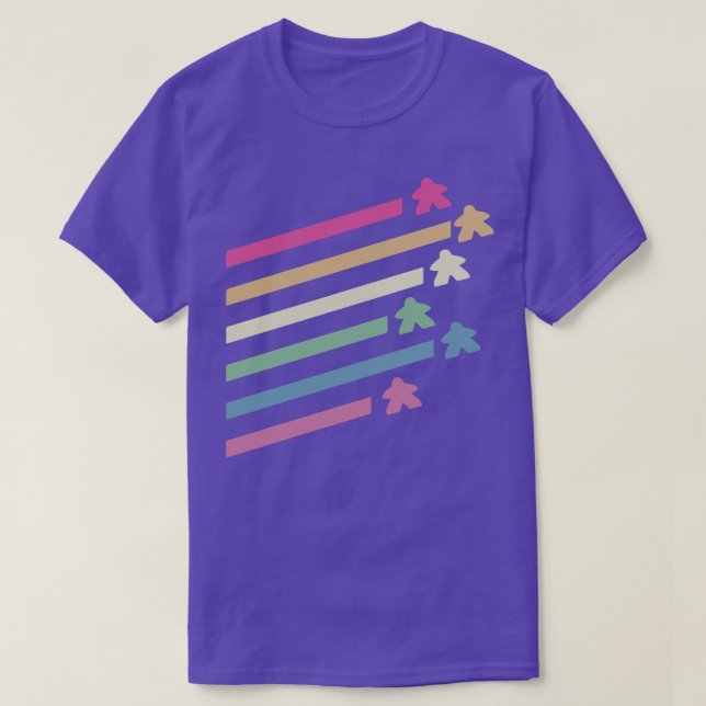 Retro Flying Meeples T-Shirt (Design Front)