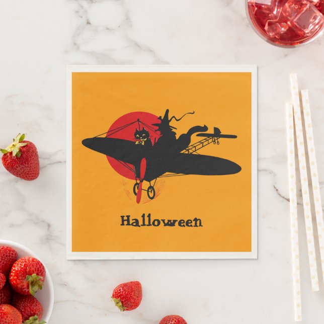 Retro Flying Witch Party Napkins (Insitu)