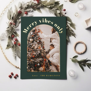 Retro Foil Christmas Card   Merry Vibes only card