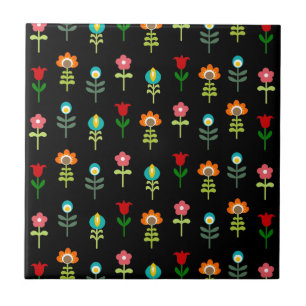 Retro folk floral pattern tile