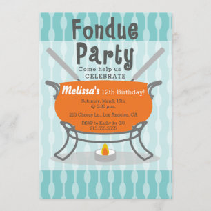 Retro Fondue Party Birthday Invitation
