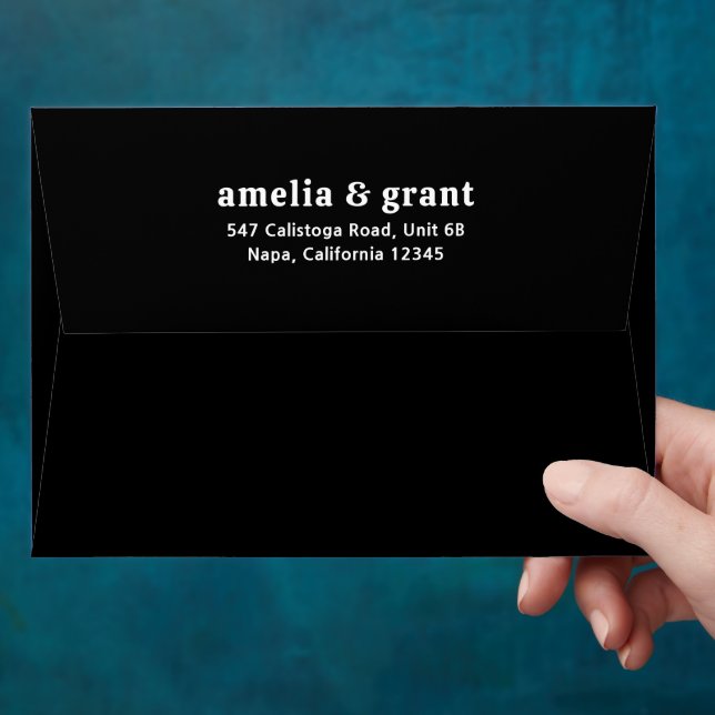 Retro Font Black Modern Wedding Envelope (Hand)