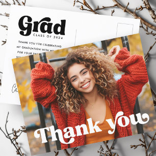 Retro font full photo graduate graduation postcard