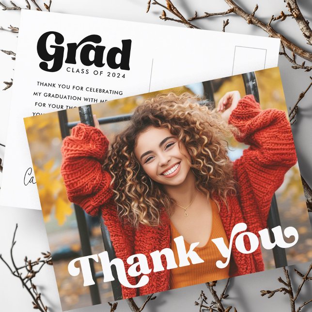 Retro font full photo graduate graduation postcard (Retro font full photo graduate graduation postcard)