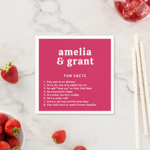 Retro Font Hot Pink Modern Wedding Napkin