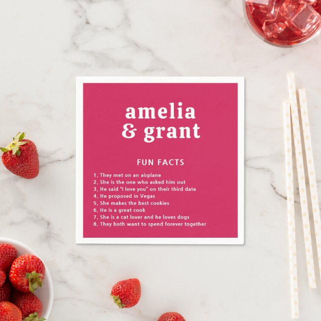 Retro Font Hot Pink Modern Wedding Napkin (Insitu)