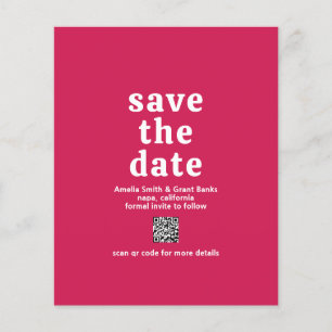 Retro Font Hot Pink Modern Wedding Save the Date