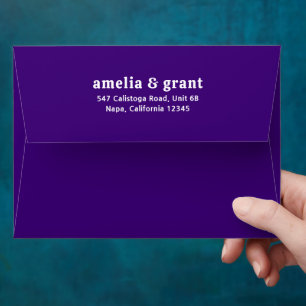 Retro Font Purple Modern Wedding Envelope