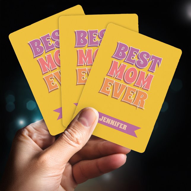Retro Fonts Best Mum Ever Custom Name Colourful Playing Cards (Creator Uploaded)