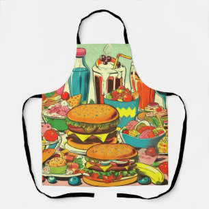 Retro Food Comic Illustration Apron