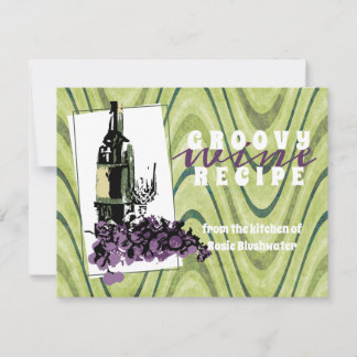 Retro food wine grapes gourmet recipe card
