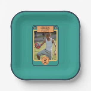 Retro Football Card inspired Boy Party Paper Plate