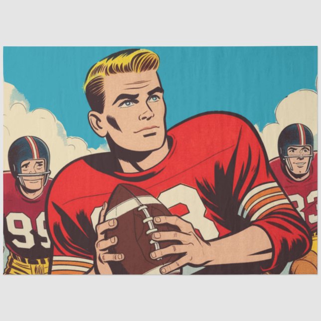 Retro Football Comics Tissue Paper (Front)