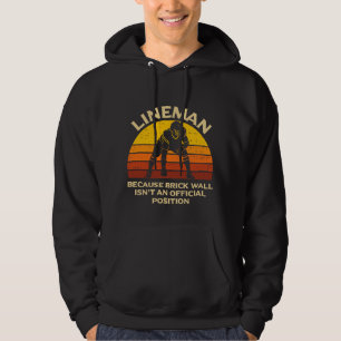 Retro Football Lineman Brick Wall Funny Gift Hoodie