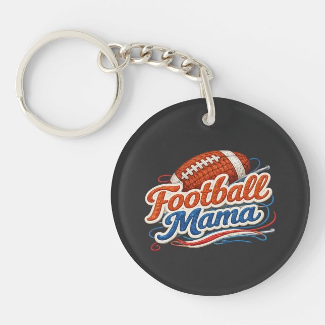 Retro Football Mama Mother's Day Keychain (Front)