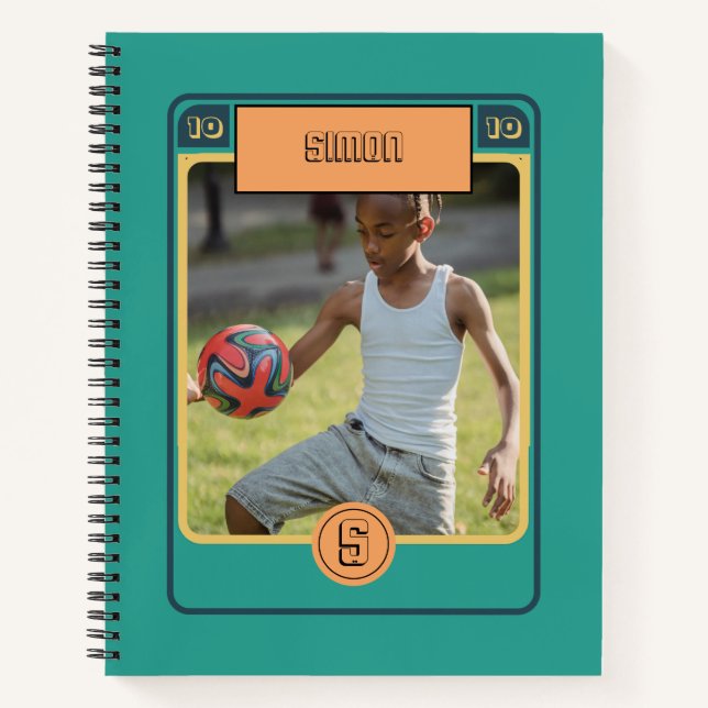 Retro Football Soccer Card Inspired Green Notebook (Front)