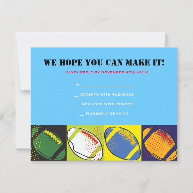 Retro FOOTBALL Themed Bar Bat Mitzvah Reply card (Front)