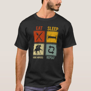 Retro For Equestrian Eat Sleep Ride Horses Repeat T-Shirt