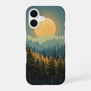 Retro Forest Moonrise iPhone 16 Case