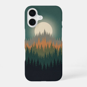Retro Forest Moonrise iPhone 16 Case