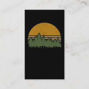 Retro Forest Silhouette Sunset Outdoor Environment Business Card