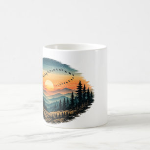 Retro Forest Sunset Mug   Vintage Nature Sunset 