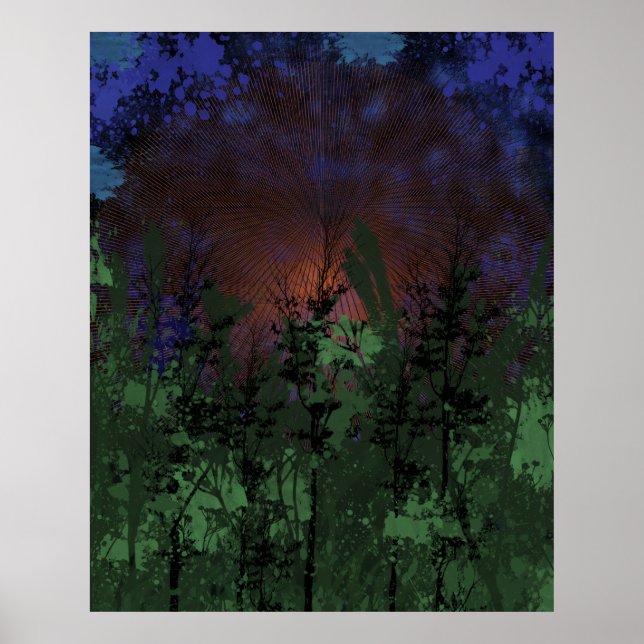 Retro Forest Sunset Poster (Front)