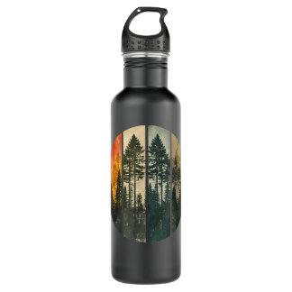Retro Forest Trees Outdoors Nature Women Men Vinta 710 Ml Water Bottle