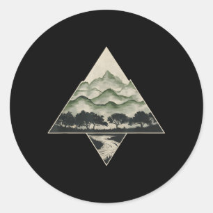 Retro Forest Trees Wildlife Nature Vintage Classic Round Sticker